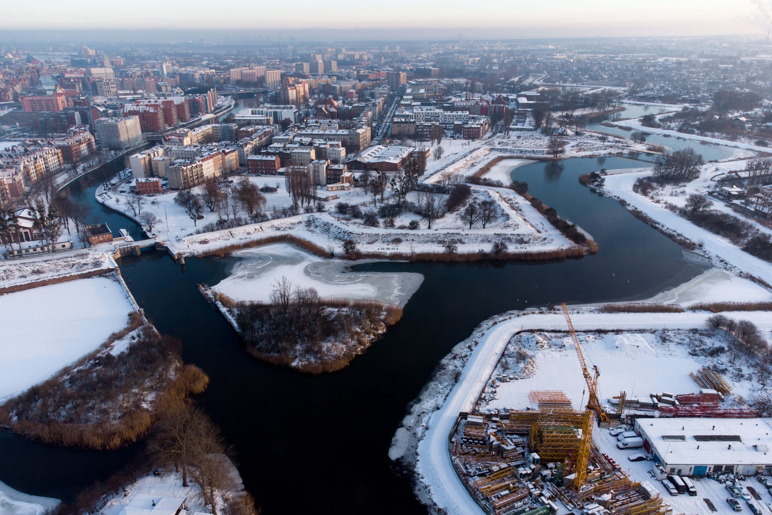 Panorama Gdańska zimą